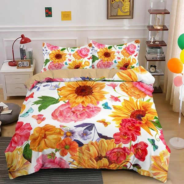 

bedding sets sell sunflower duvet cover luxury floral set single double  king 2/3 pcs with pillowcase drop