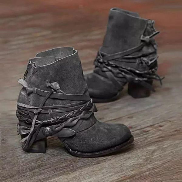 

boots heel 40-43 round head back zipper low wind 2021 winter fashion high boot, Black