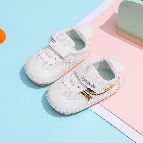 

first walkers spring and autumn baby walking shoes with cow's tendon soles children's breathable mesh hand sewn men's women&#