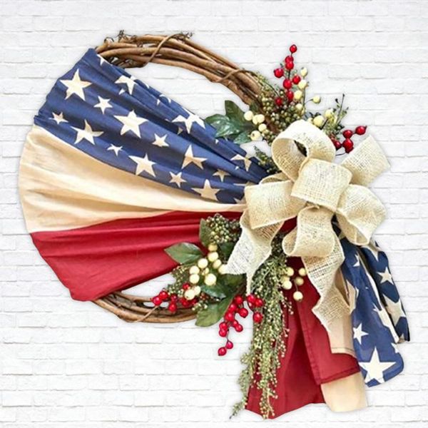

decorative flowers & wreaths flag day handmade garland hanging ornaments holiday decoration wreath burlap grid july 4th patriotic colorful h