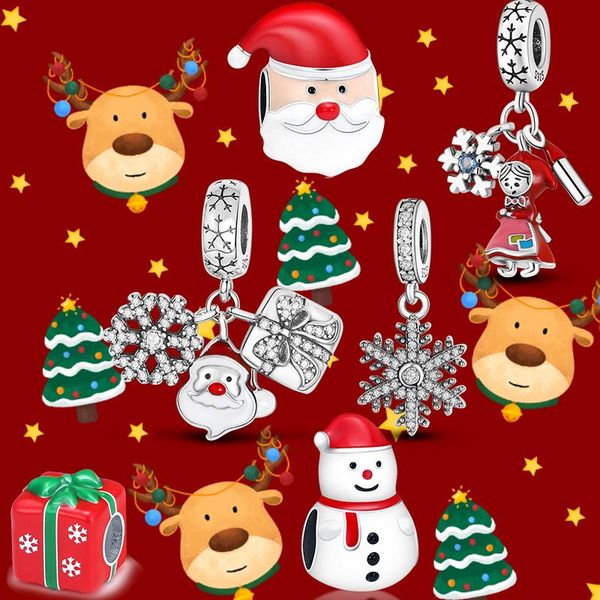 

other 2021 100% real 925 sterling silver christmas series beads charms fit original bracelets bangle for women jewelry gift