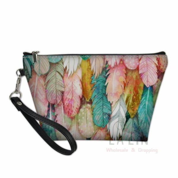 

flight of feathers painted women's make up nesseser bag large travel toiletry bags for women lady cute cosmetics case sac femme cosmeti