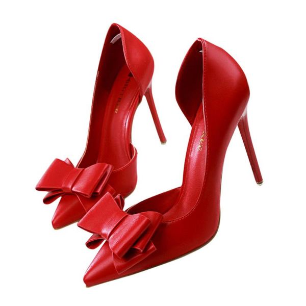 

ladies charm bowknot high heel shoes women spring summer thin heels shallow single sandals, Black