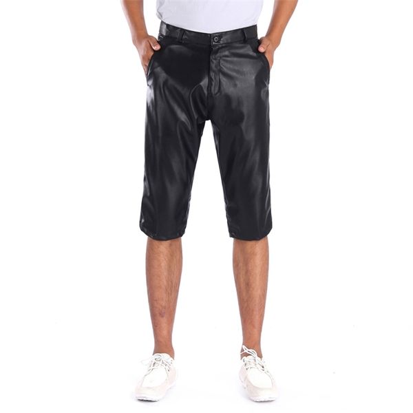 Thoshine Brand Летние Мужчины Кожаные Шорты Упругая Верхняя одежда Короткие штаны Мужской мода PU 210713