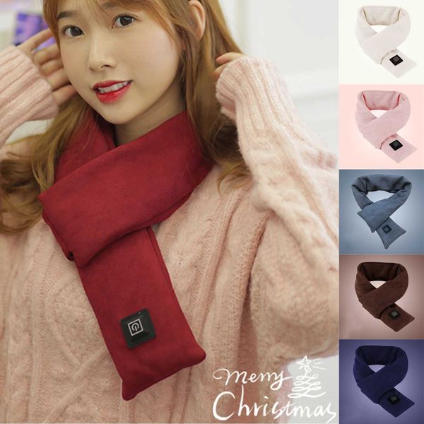 

2021 winter new usb heated scarf men and women shawl foreign trade smart heating solid color vibration massage warmer, Blue;gray