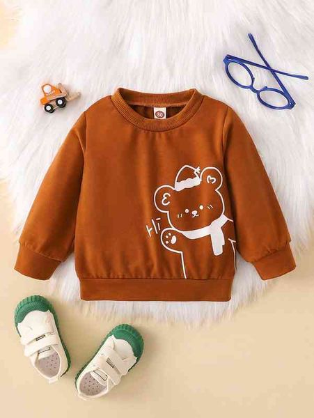 

baby bear and letter graphic sweatshirt she, Black