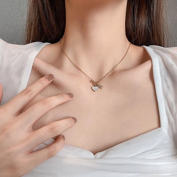 

pendant necklaces arrow heart necklace for women fashion metal titanium steel choker clavicle chain girls jewelry gift, Silver