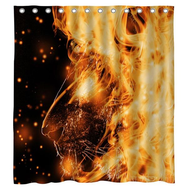 

shower curtains fire lion judas terror wildlife king of the jungle fierce big cat nature art curtain by ho me lili home decorative