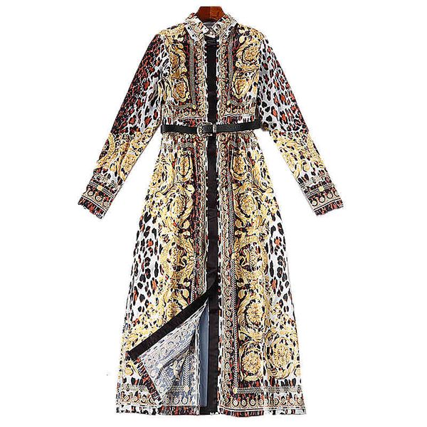 

dress xf spring quality fashion ladies lapel party retro dressed impression, Black;gray