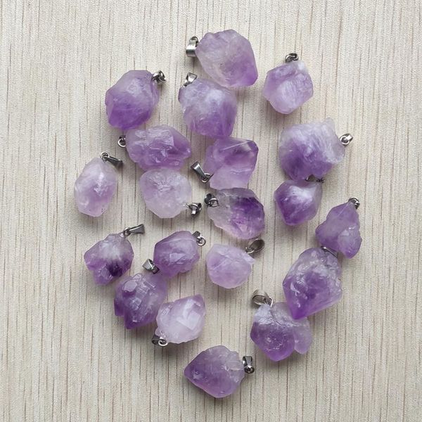 

natural stone amethyst crystal irregular shape charms pendant for jewelry making bulk, Bronze;silver