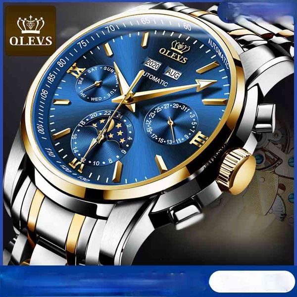 

multifunctional automatic mechanical watches waterproof men, Slivery;brown