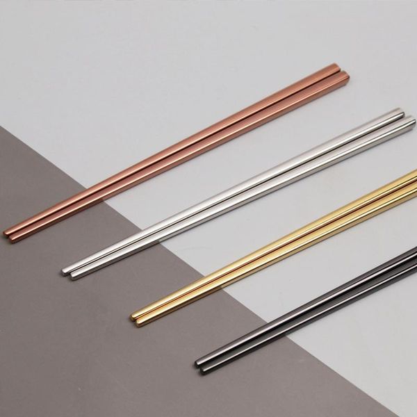 

chopsticks titanium-plated 304 stainless steel all-square non-slip tableware household kitchen metal