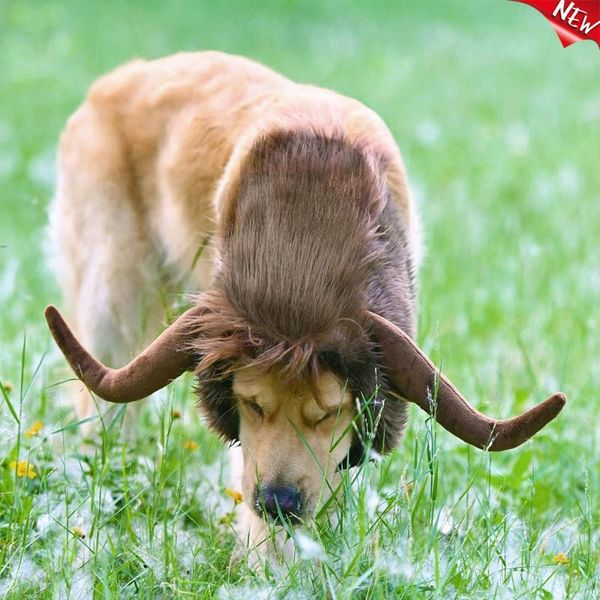 

dog costumes cattle horns for dogs cap cat winter warm wig headgear funny cute pet cosplay accessories small hat apparel