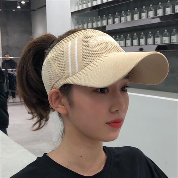 

outdoor womens casual trip travel sun visor caps knitted hats sport ess empty exposed sunshade beach casquette golf hat, Blue;gray