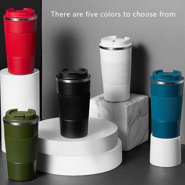 

510ml insulated coffee cup stainless steel double-layer vacuum mug with leakproof non-slip cover water bottle for gifts bottles