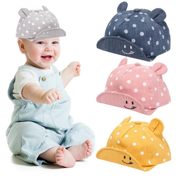 

caps & hats cute children sun hat polka dot baby baseball cap adjustable spring summer born pography prop girls boys visor, Yellow