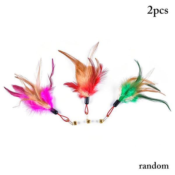

cat toys 2pcs style toy teaser replacement funny fake feather training interactive play accessory te