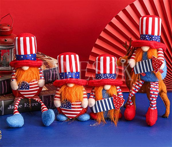 Articoli per feste Bambole americane senza volto Giorno dell'indipendenza patriottica Bambola nana Ornamenti scandinavi 4 luglio Home Desktop Decor DD117