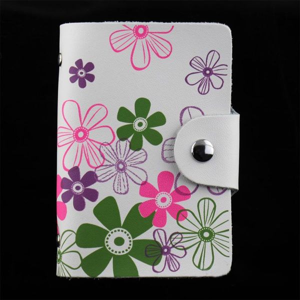 

card holders 26 slots floral print leather business holder women wallet flower case book id, Brown;gray
