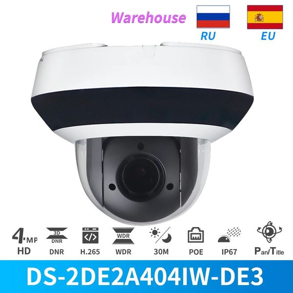 PTZ-IP-Kamera 4MP DS-2DE2A404IW-DE3 4X Zoom IR-Entfernung 20M PoE Audio-Eingang/Ausgang Integrierter Speicherkartensteckplatz IP66 CCTV