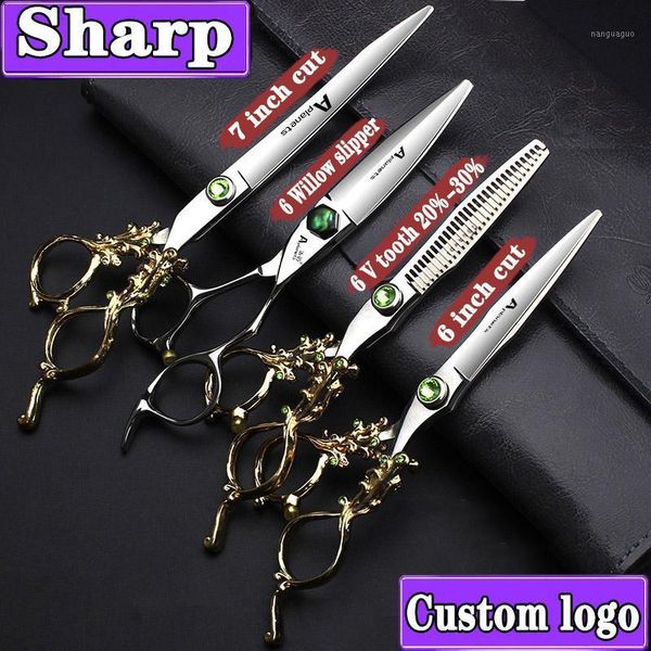 

6/7 inch hairdresser's scissors haircuts pair of barber shop chunker hair set custom logo1