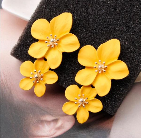 

dangle & chandelier yellow cute flower statement earrings for women korean fashion temperament sweet drop earring 2021 girl trendy jewelry, Silver