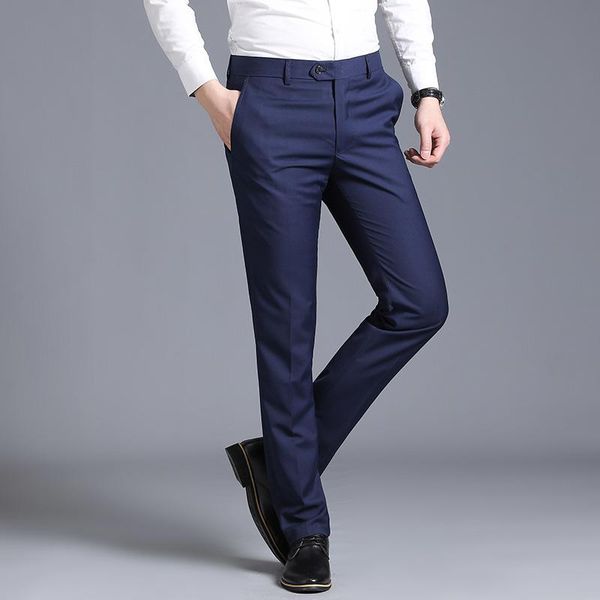 

men's suits & blazers suit pants men trousers office straight formal man business solid slim fit mens social dress pant hombre, White;black