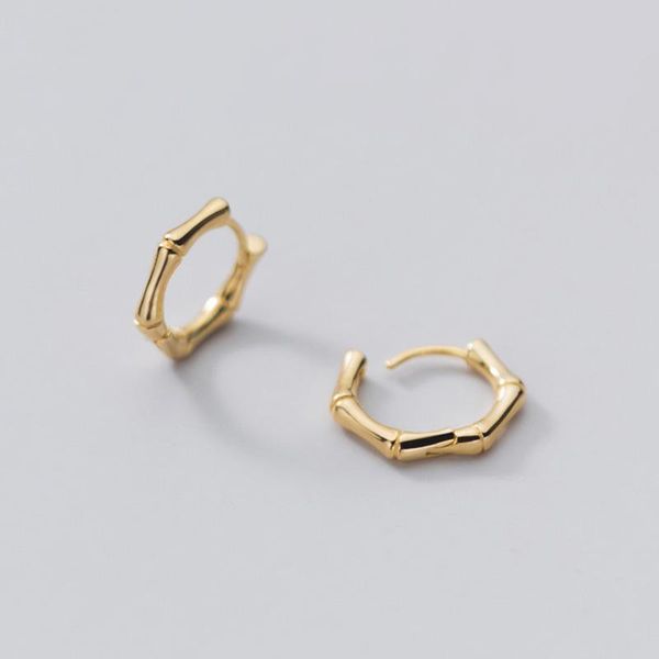 

hoop & huggie real 925 sterling silver slub round earrings for fashion woman party punk fine plant jewelry minimalist accessories, Golden;silver