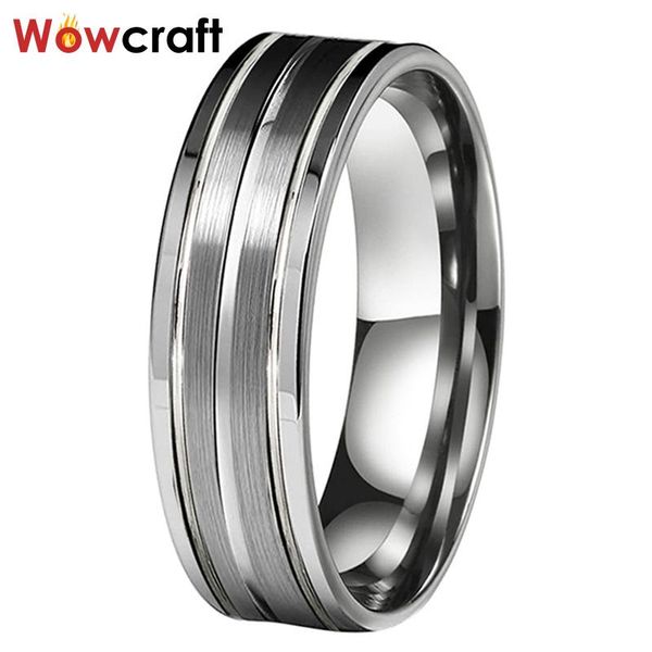 

wedding rings 6mm grooved tungsten carbide bands for women men engagement polished finish comfort fit, Slivery;golden