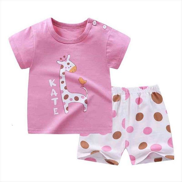 

2 piece set baby girl clothes girls clothes set short sleeved t shirts shorts cute cotton kids tracksuit soft, White