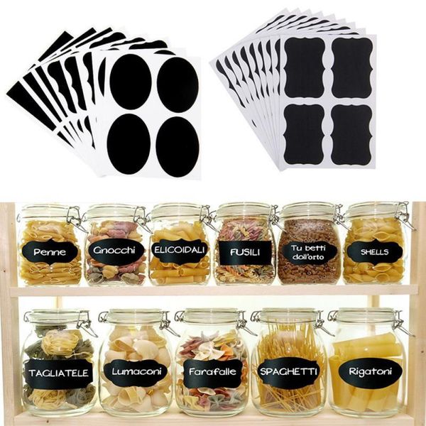

wall stickers 36/40pcs/set pice labels kitchen waterproof bottles jam jar label organizer chalkboard sticker black tags