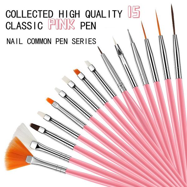 

nail brushes 15pcs professional manicure powder rod white painted pen point drill pull line potherapy art tool, Yellow