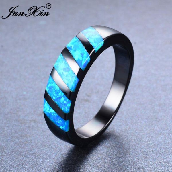 

ocean blue fire opal ring brand black gold round vintage wedding engagement rings for men and women fashion jewelry, Slivery;golden