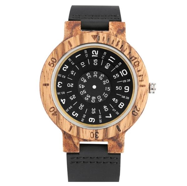 

creative turntable display wood/bamboo men's watches natural stylish casual genuine leather wristwatch chic wood clock wristwatches, Slivery;brown