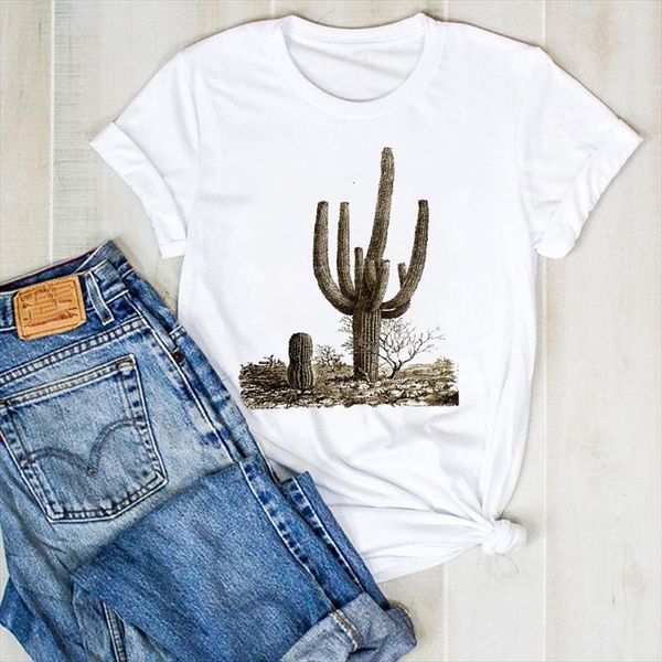 

men lady plant desert vintage t shirt summer cactus ladies tee mens female clothes graphic clothing, White;black