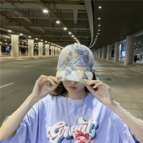 

ball caps spring summer sky children's casual and versatile korean net hat thin duck chaoren's sequined baseball cap, Blue;gray