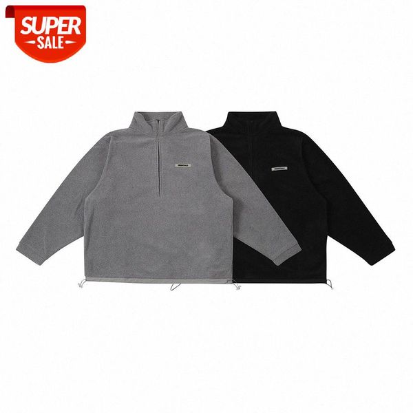 

fog fear of god double line half-zipper polar fleece sweater loose men's and women's jacket net red ins #ae0a, Black