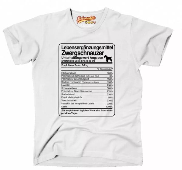 

t-shirt dose dwarf schnauzer life supplements men dog dog motif, White;black