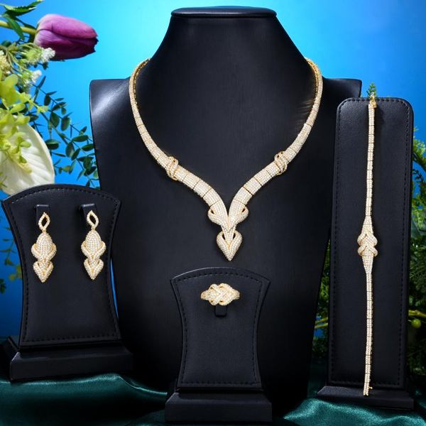 

earrings & necklace blachette fashion exquisite zircon earring bracelet ring 4 pcs women's wedding banquet anniversary gorgeous jewelry, Silver