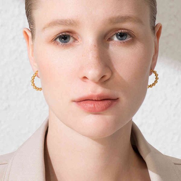 

enfashion small metal ball hoop earrings for women gold color stainless steel big circle loop earings fashion jewelry gifts 1060, Golden