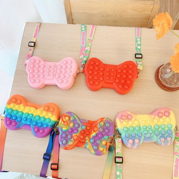 

fidget toys bowknot messenger bag butterfly shoulder bags pencil case squeeze push bubble decompression stress reliever toy autism needs for