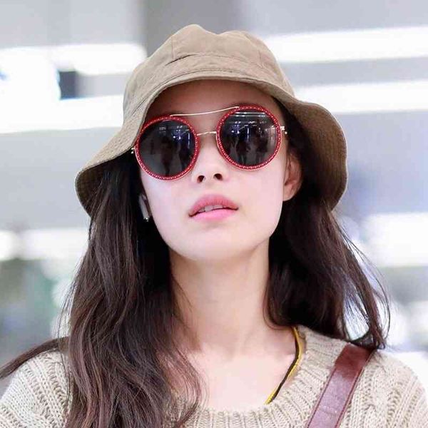 

factory direct price ni star net red same small gg0061s large round frame trend, White;black