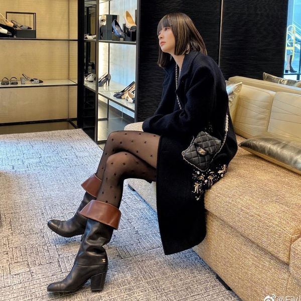 

socks women leggings fragrant letter pantyhose tights hollow flocking pants thin fishing net socks meat through bottom stockings281j, Black