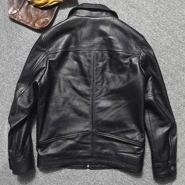 

men's leather & faux black 2021 men casual style genuine jacket plus size 4xl real natural cowhide autumn and spring slim fit coat