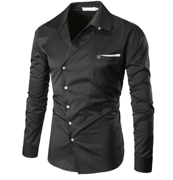 

men's casual shirts spring designer shirt mens pocket decoration long sleeve lapel clothes fashion styles single breasted homme, White;black