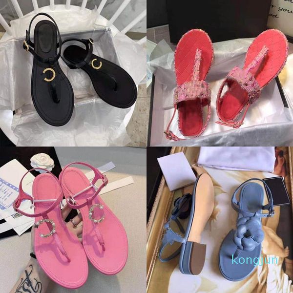 

luxury classic flip-flop sandals, flat bottom wear-resistant and comfortable, summer travel, casual fashion slippers, Black