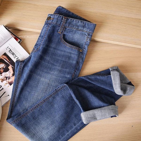 

men's jeans thin summer micro stretch pants blue 2e073