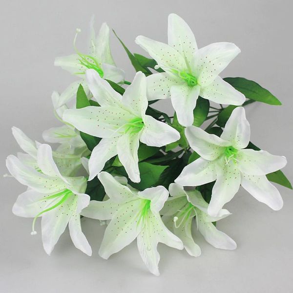 

table artificial flowers lilies 10 heads flower fake false bunch lily party home decor wedding decoration decore decorative & wreaths