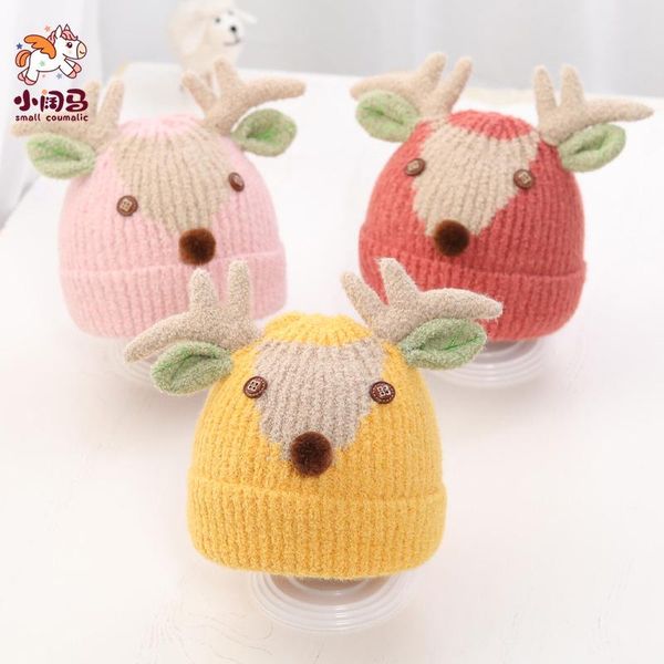 

beanies knitted kids elk cap infant born baby boy girl hat warm children autumn winter girls for toddler bonnet