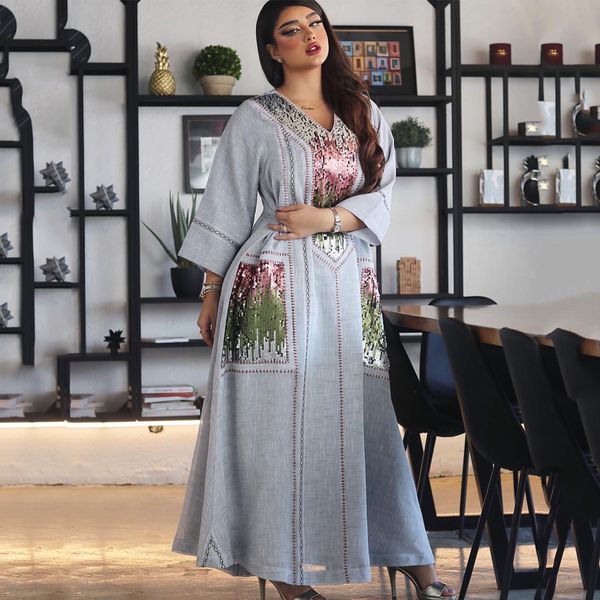

2021moroccan kaftan dubai muslim fashion abaya embroidery sequin dress for women kimono robe arabe femme european clothing boubou, Red